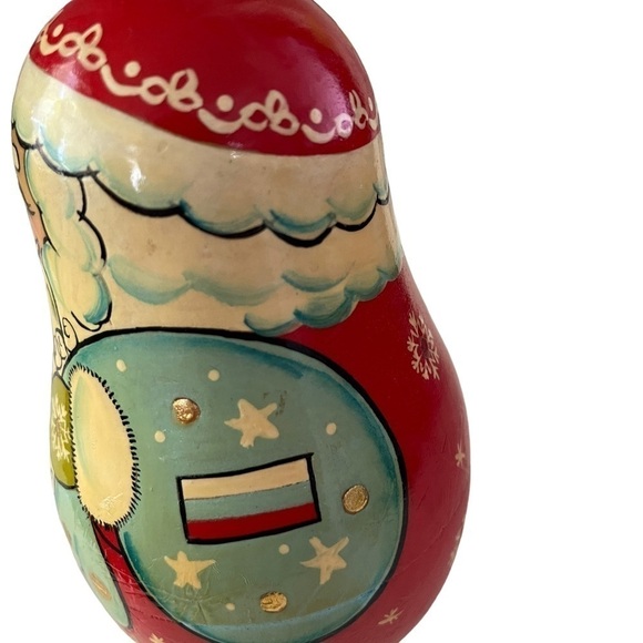 Christmas Santa paper mache Roly Poly with bell inside, old. - Picture 4 of 7